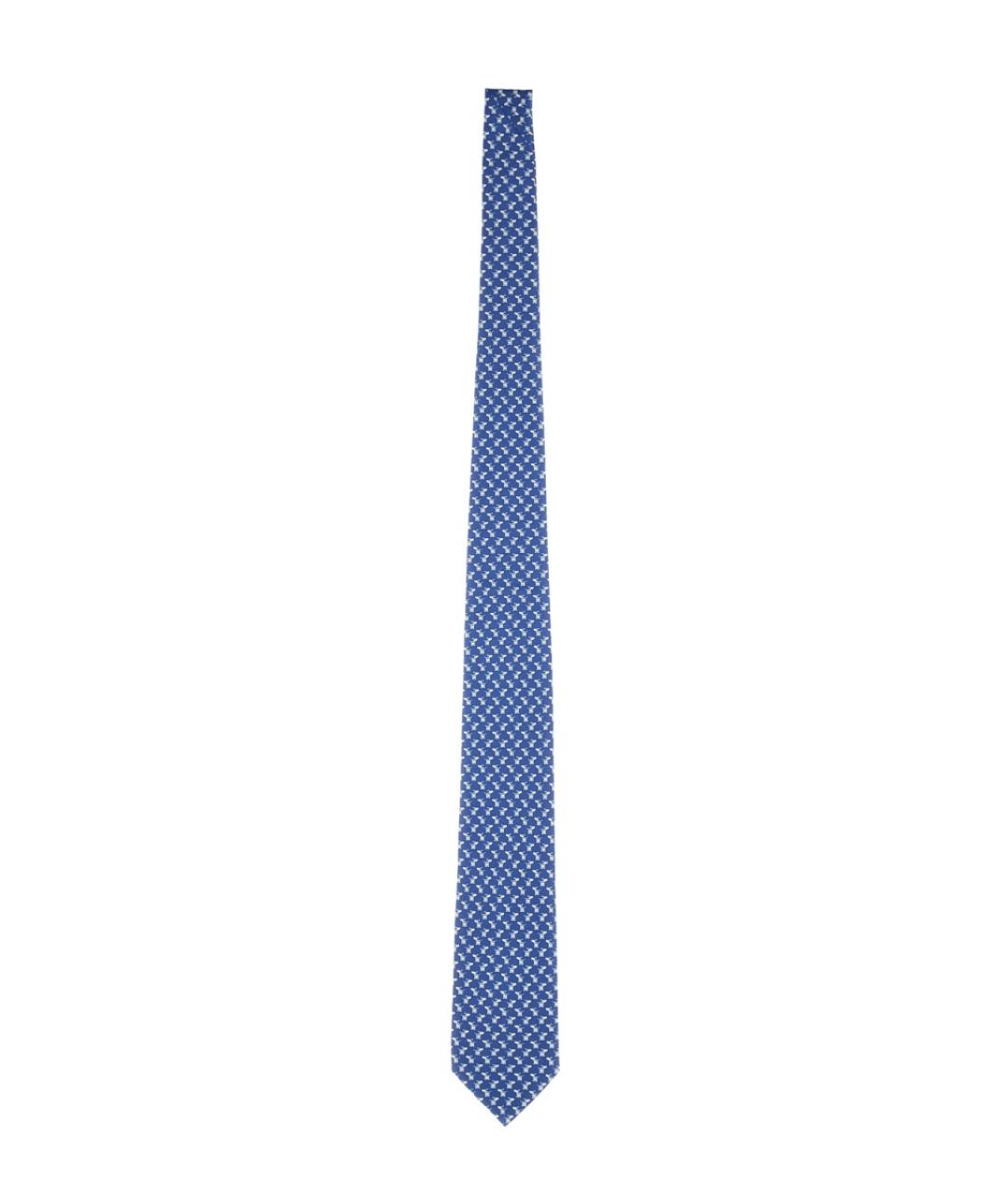 FERRAGAMO Синий шелковый галстук, фото 1