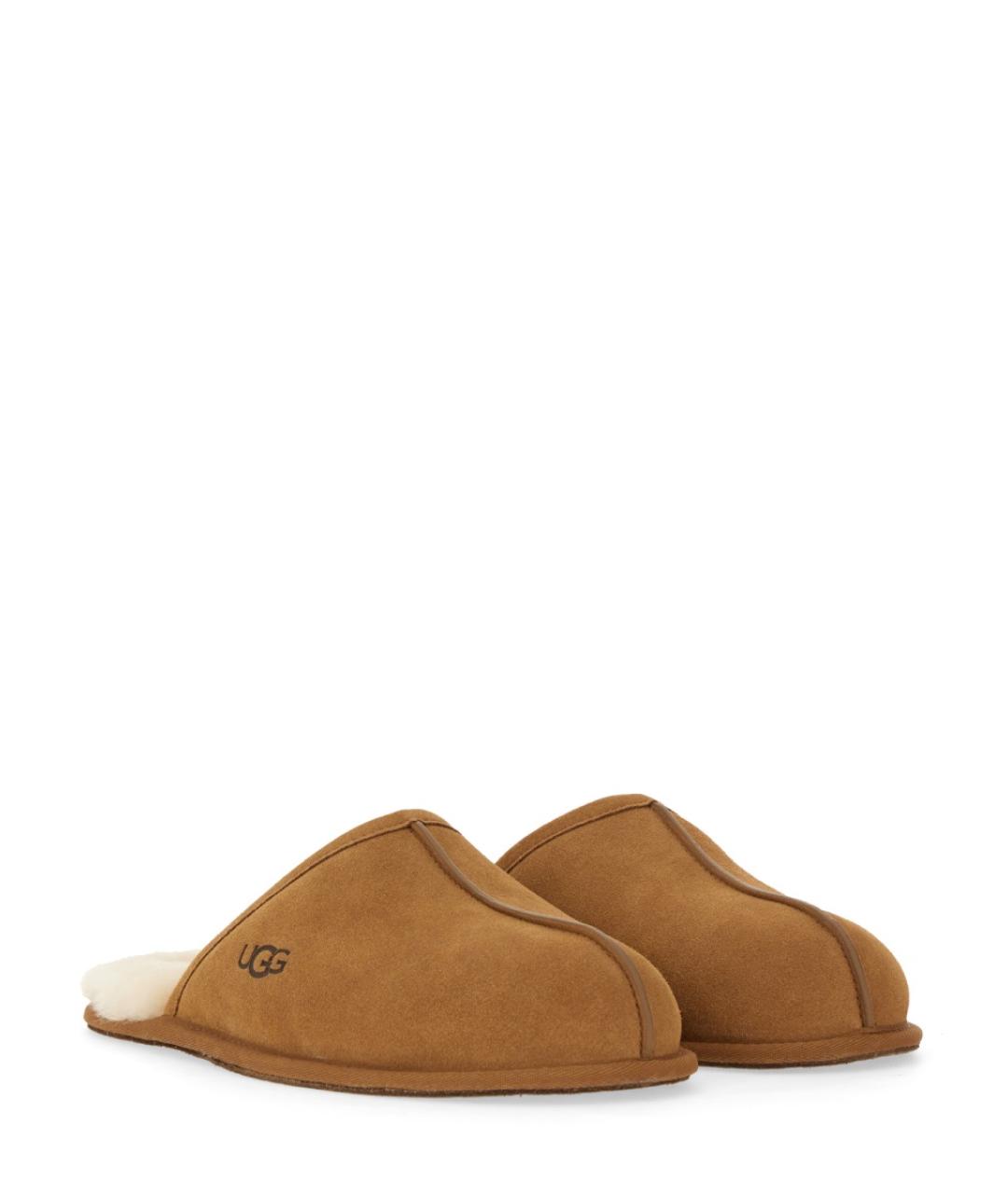 UGG AUSTRALIA Коричневые кожаные шлепанцы, фото 2