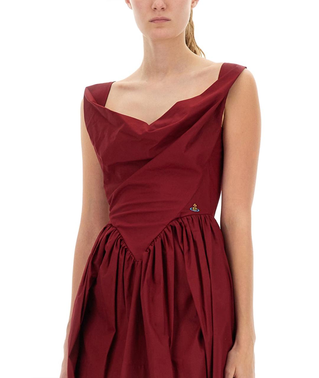 VIVIENNE WESTWOOD Бордовое хлопковое коктейльное платье, фото 3