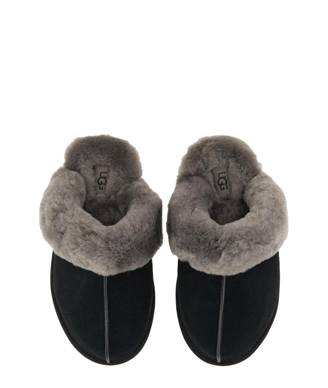 UGG AUSTRALIA Черные кожаные шлепанцы, фото 2