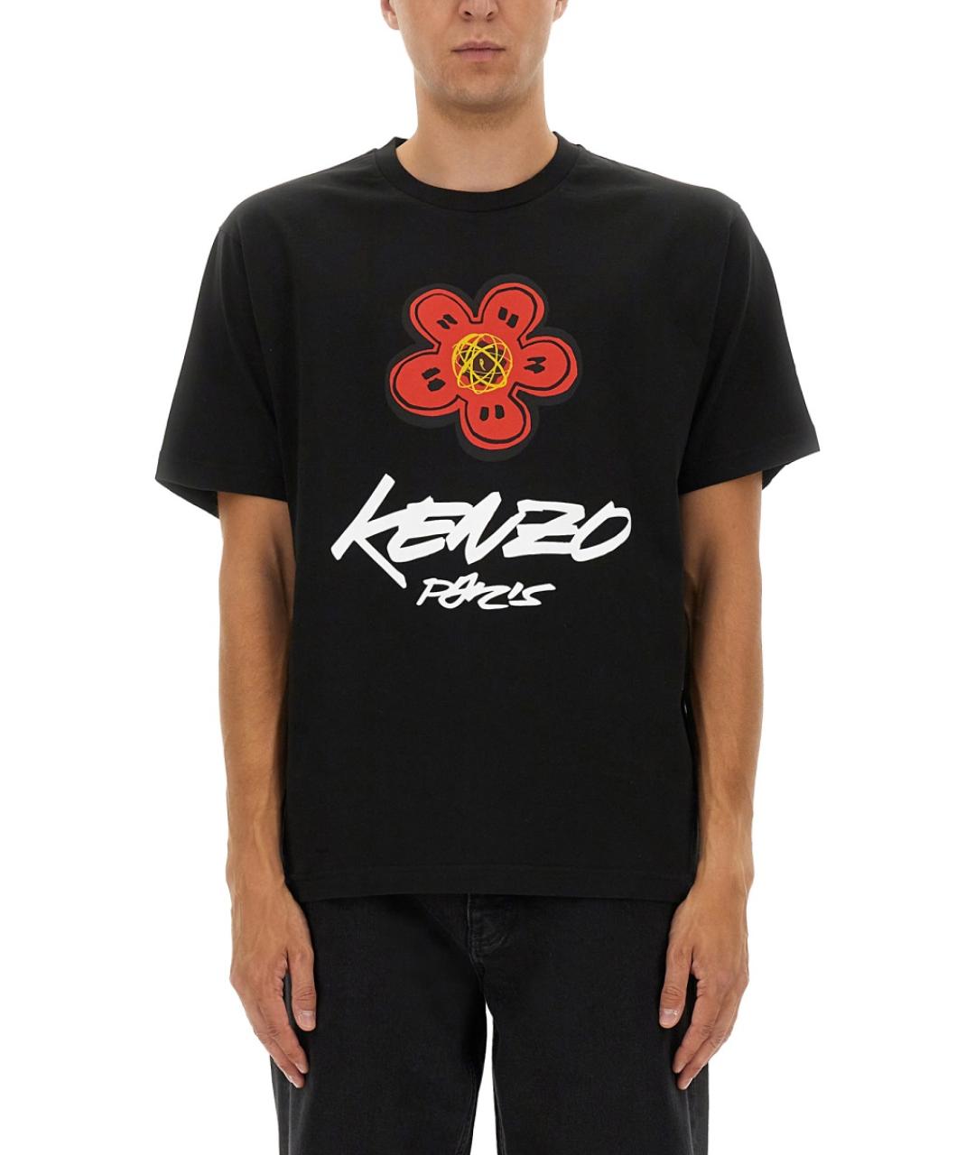 KENZO Черная хлопковая футболка, фото 2