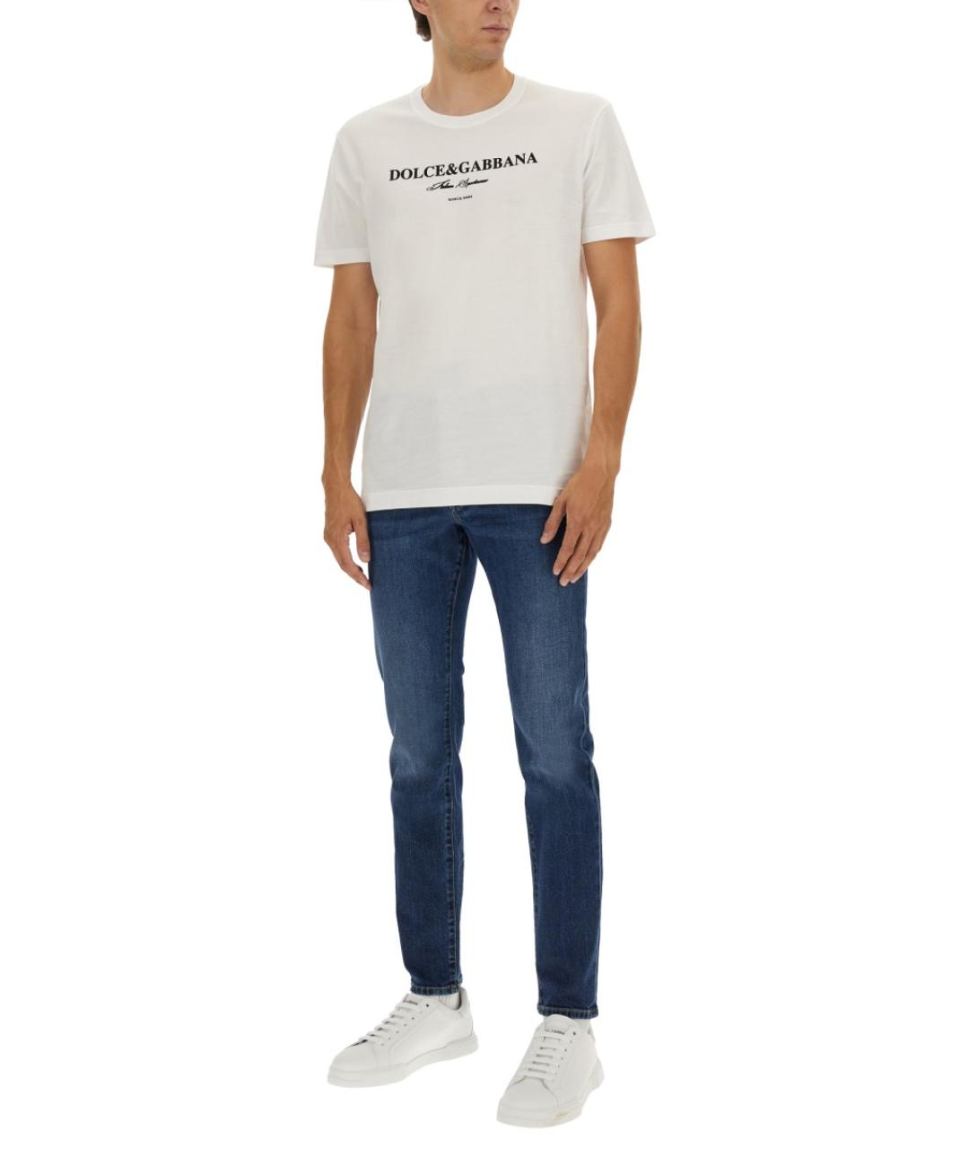 DOLCE&GABBANA Синие хлопковые прямые джинсы, фото 3
