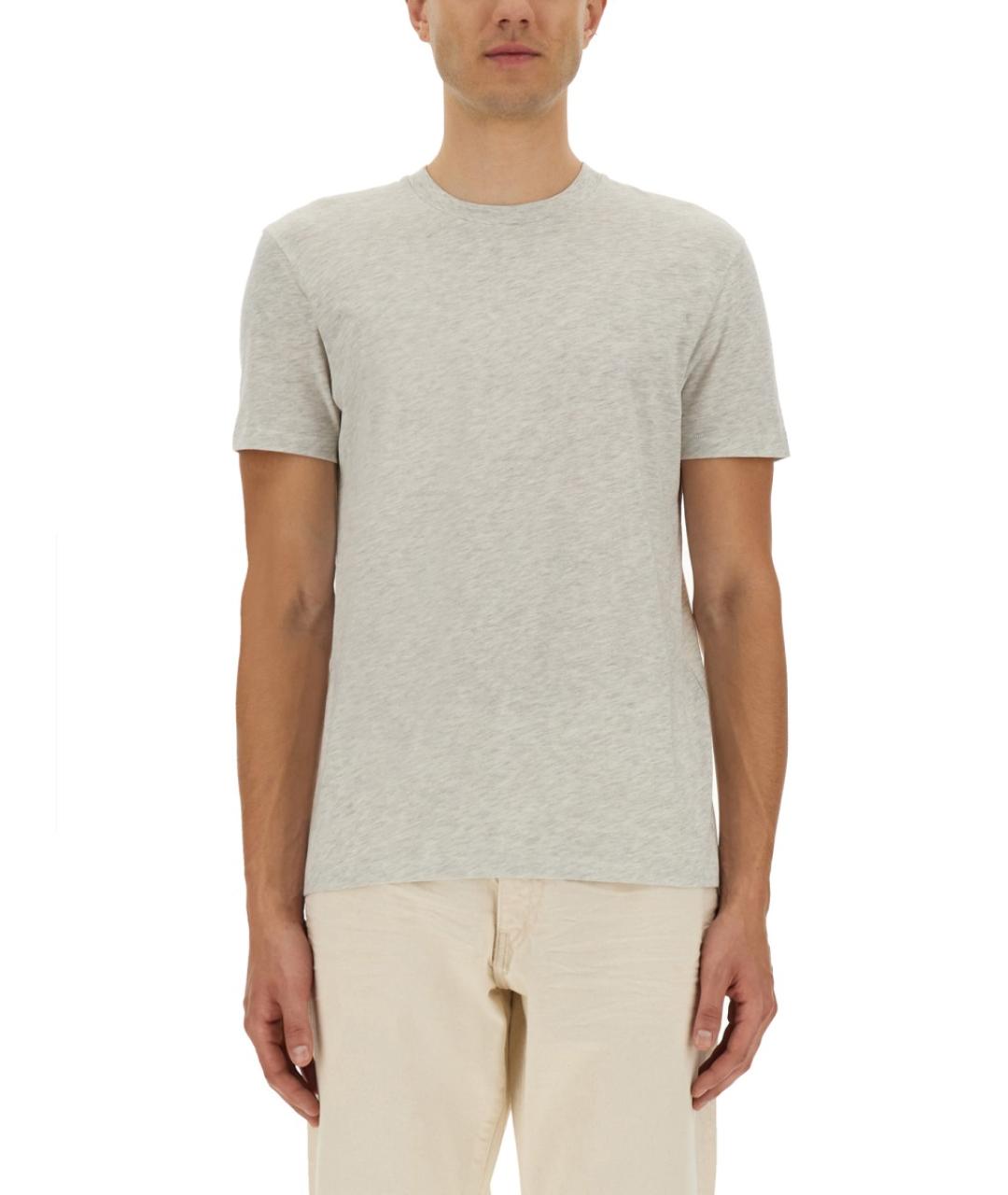 TOM FORD Серая хлопко-полиэстеровая футболка, фото 5
