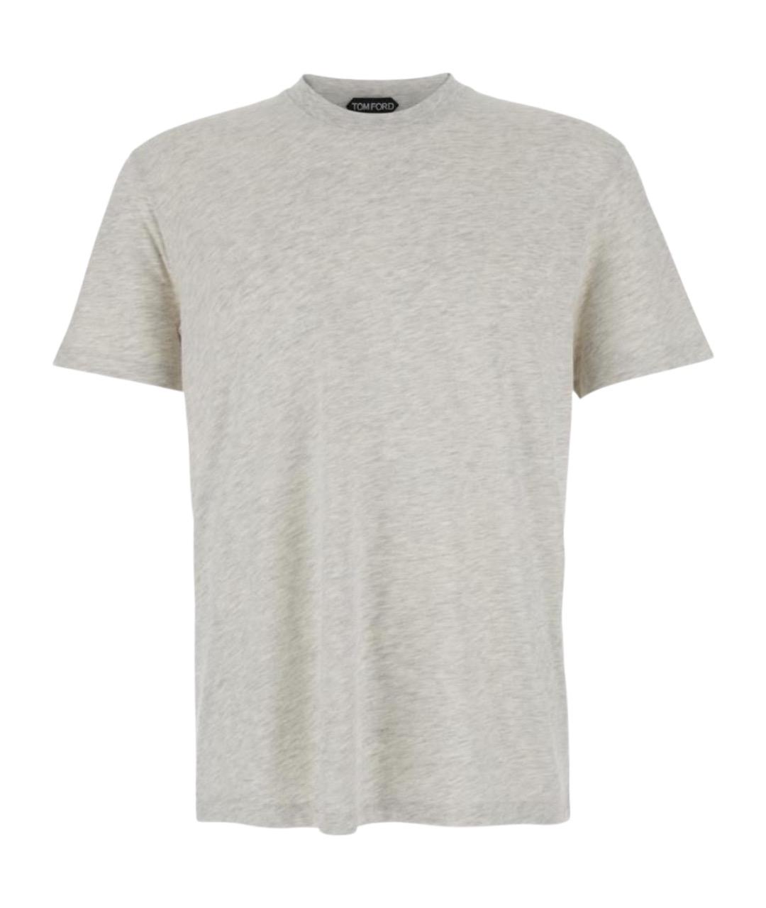 TOM FORD Серая хлопко-полиэстеровая футболка, фото 1