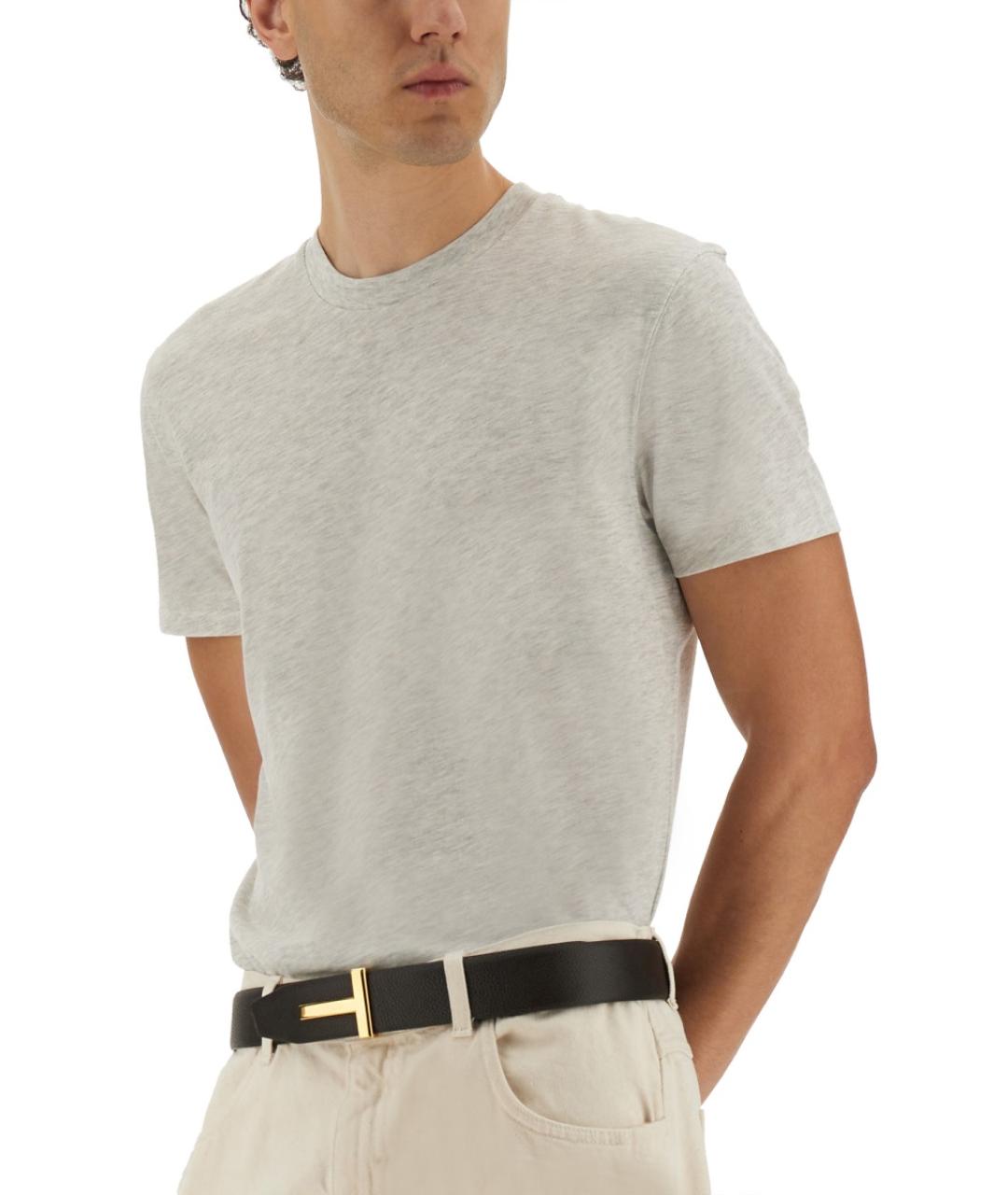 TOM FORD Серая хлопко-полиэстеровая футболка, фото 4