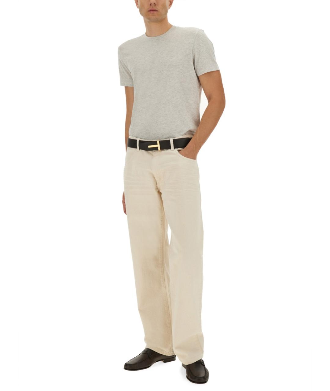 TOM FORD Серая хлопко-полиэстеровая футболка, фото 2