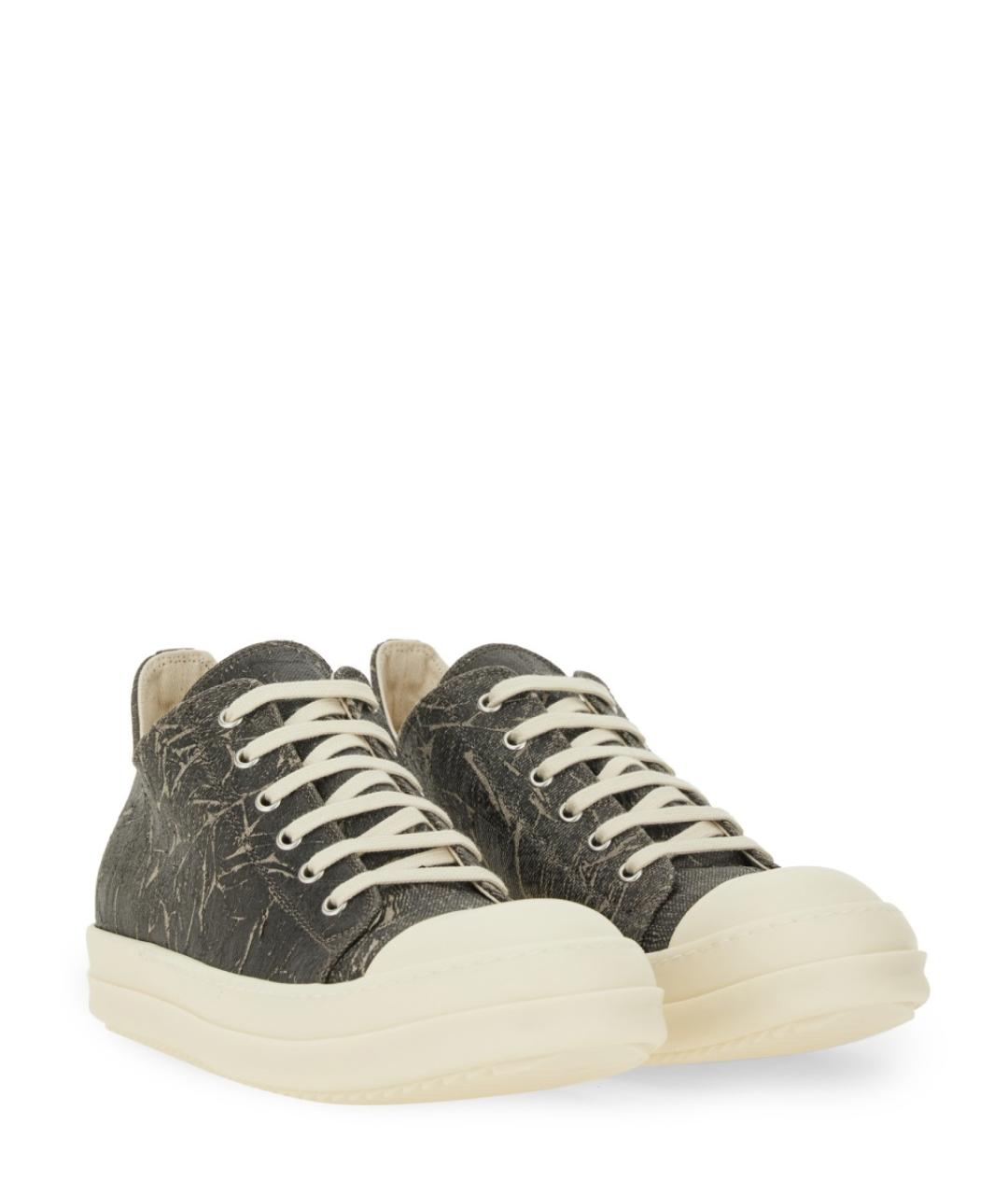 RICK OWENS DRKSHDW Серые текстильные низкие кроссовки / кеды, фото 3