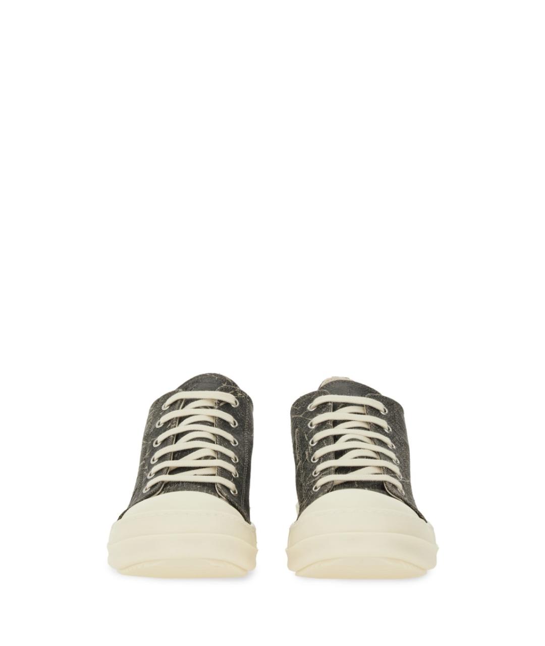 RICK OWENS DRKSHDW Серые текстильные низкие кроссовки / кеды, фото 5