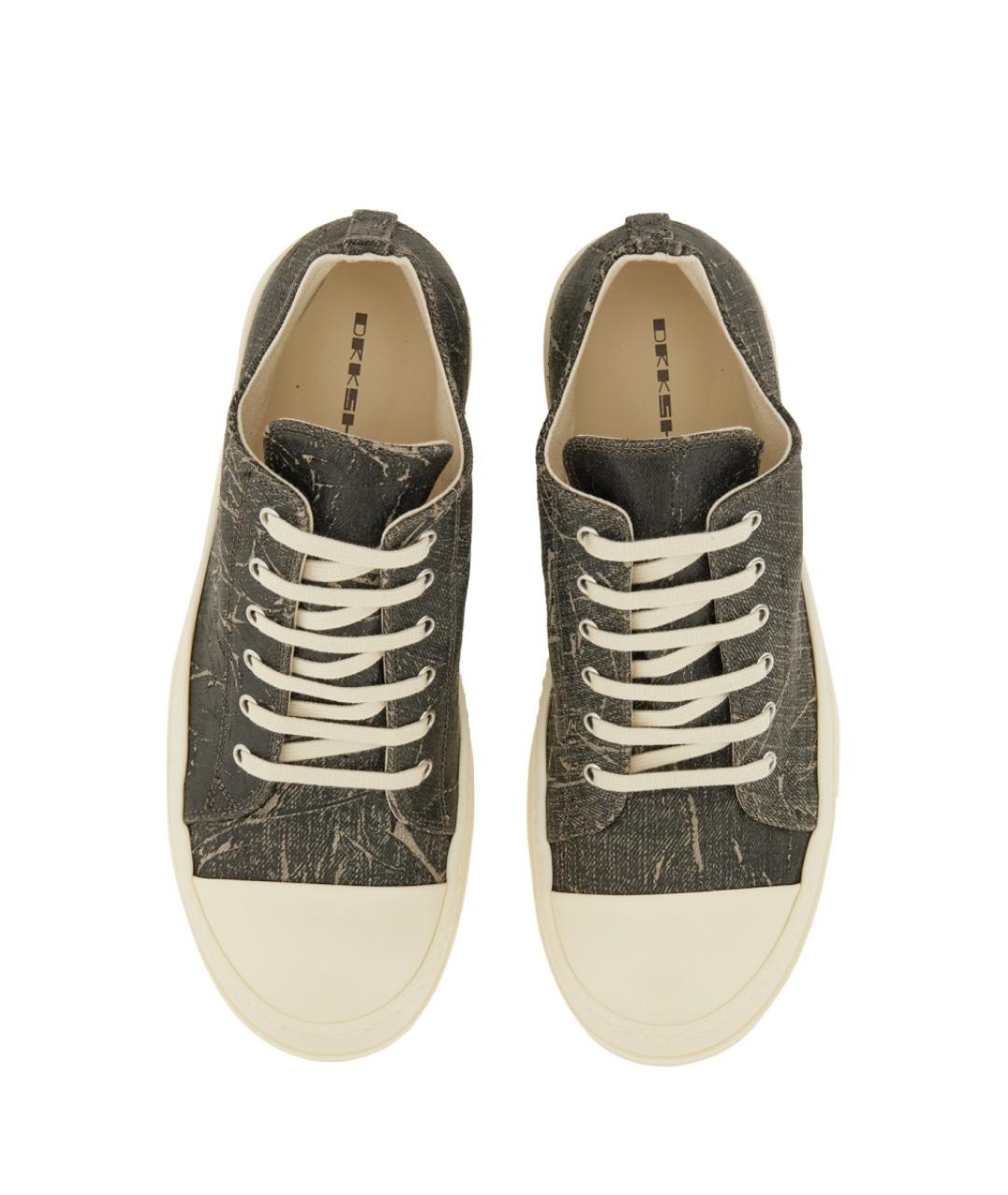 RICK OWENS DRKSHDW Серые текстильные низкие кроссовки / кеды, фото 2