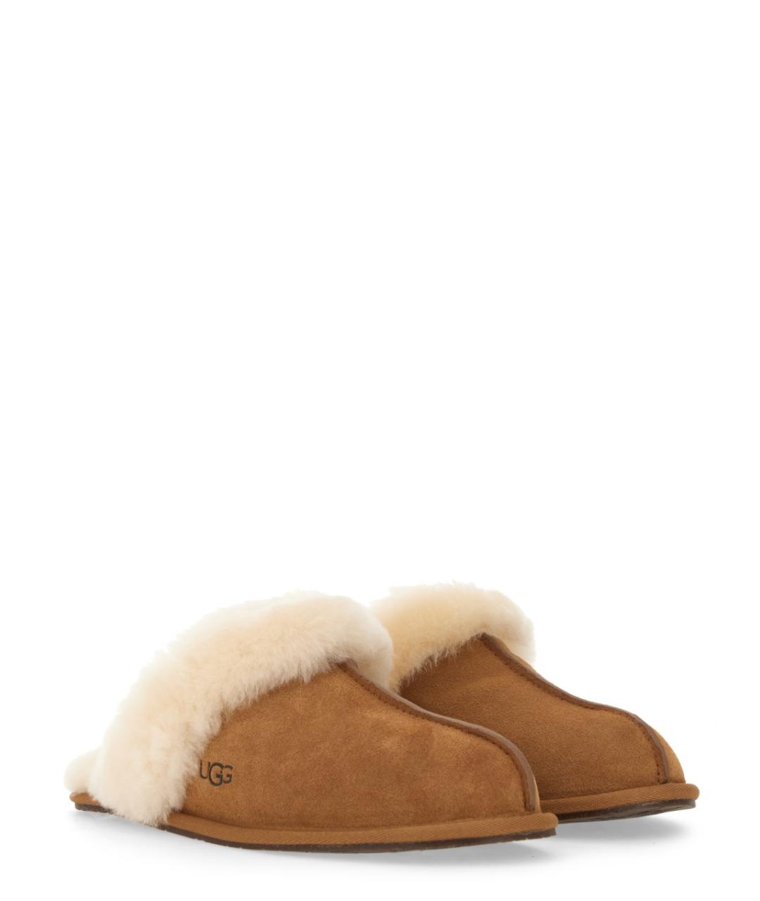 UGG AUSTRALIA Коричневые кожаные шлепанцы, фото 2