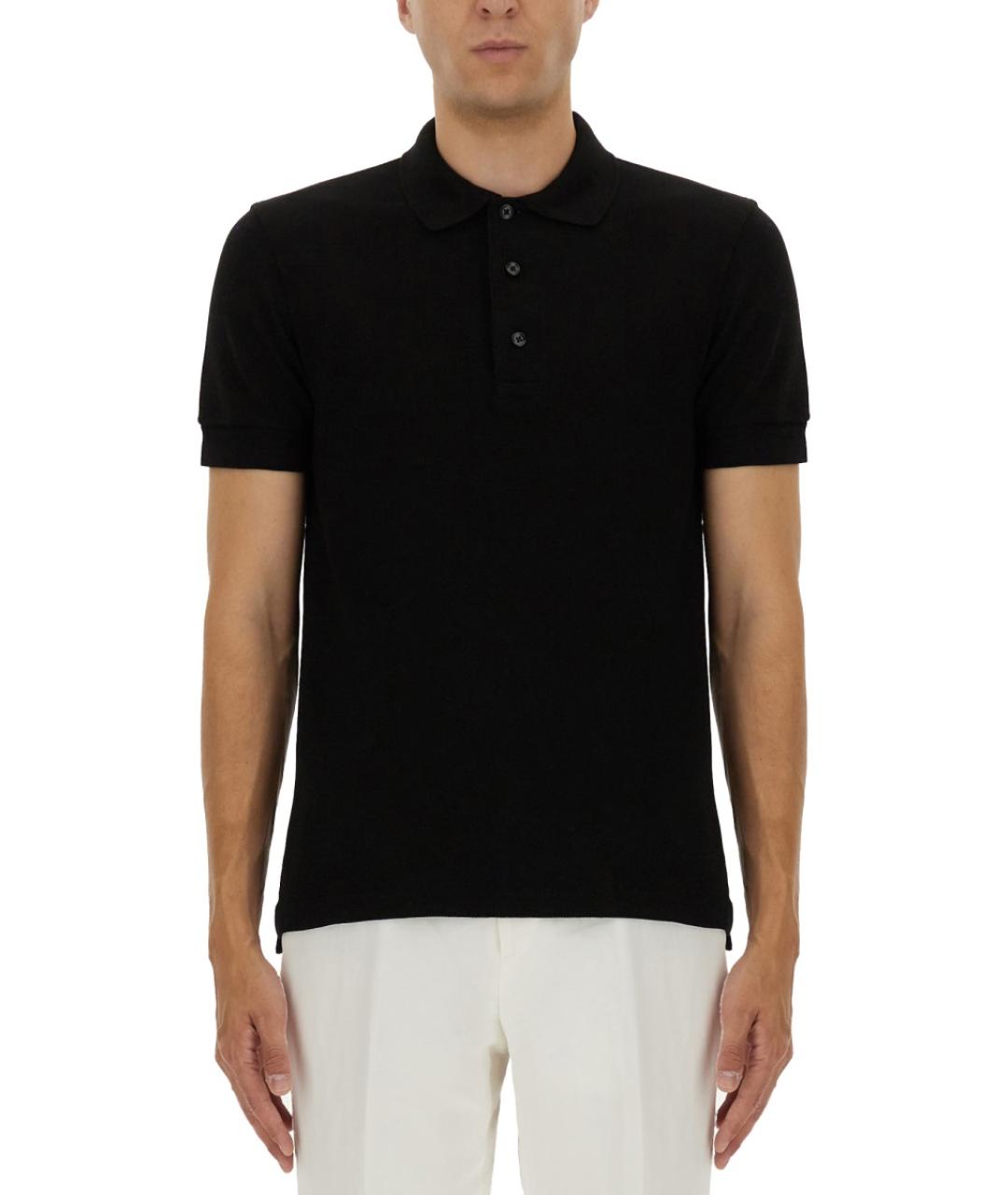 TOM FORD Черное поло с коротким рукавом, фото 2