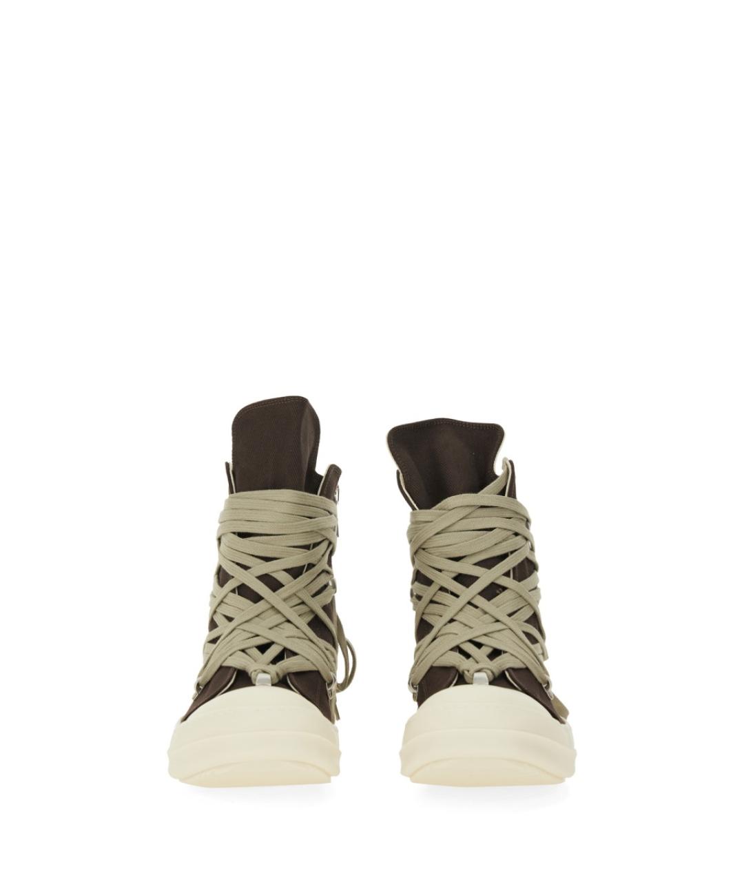 RICK OWENS DRKSHDW Коричневые текстильные низкие кроссовки / кеды, фото 4