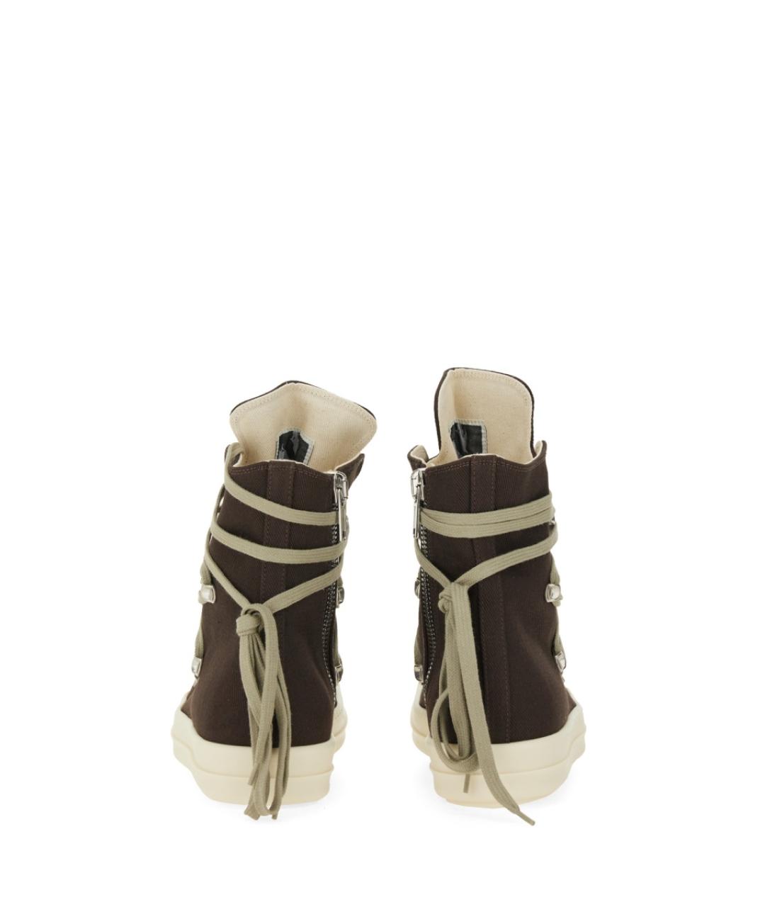 RICK OWENS DRKSHDW Коричневые текстильные низкие кроссовки / кеды, фото 3
