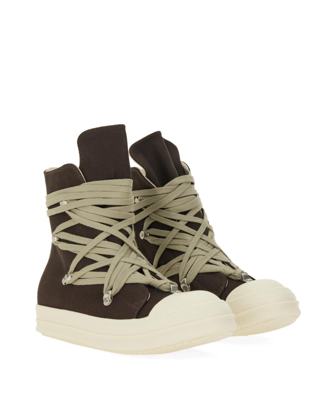 RICK OWENS DRKSHDW Коричневые текстильные низкие кроссовки / кеды, фото 2