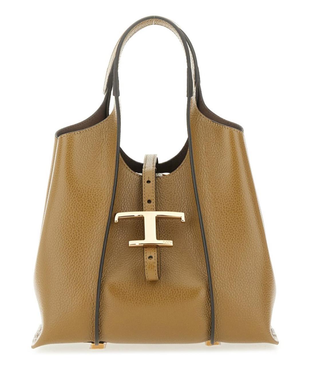 TOD'S Горчичная кожаная сумка тоут, фото 1