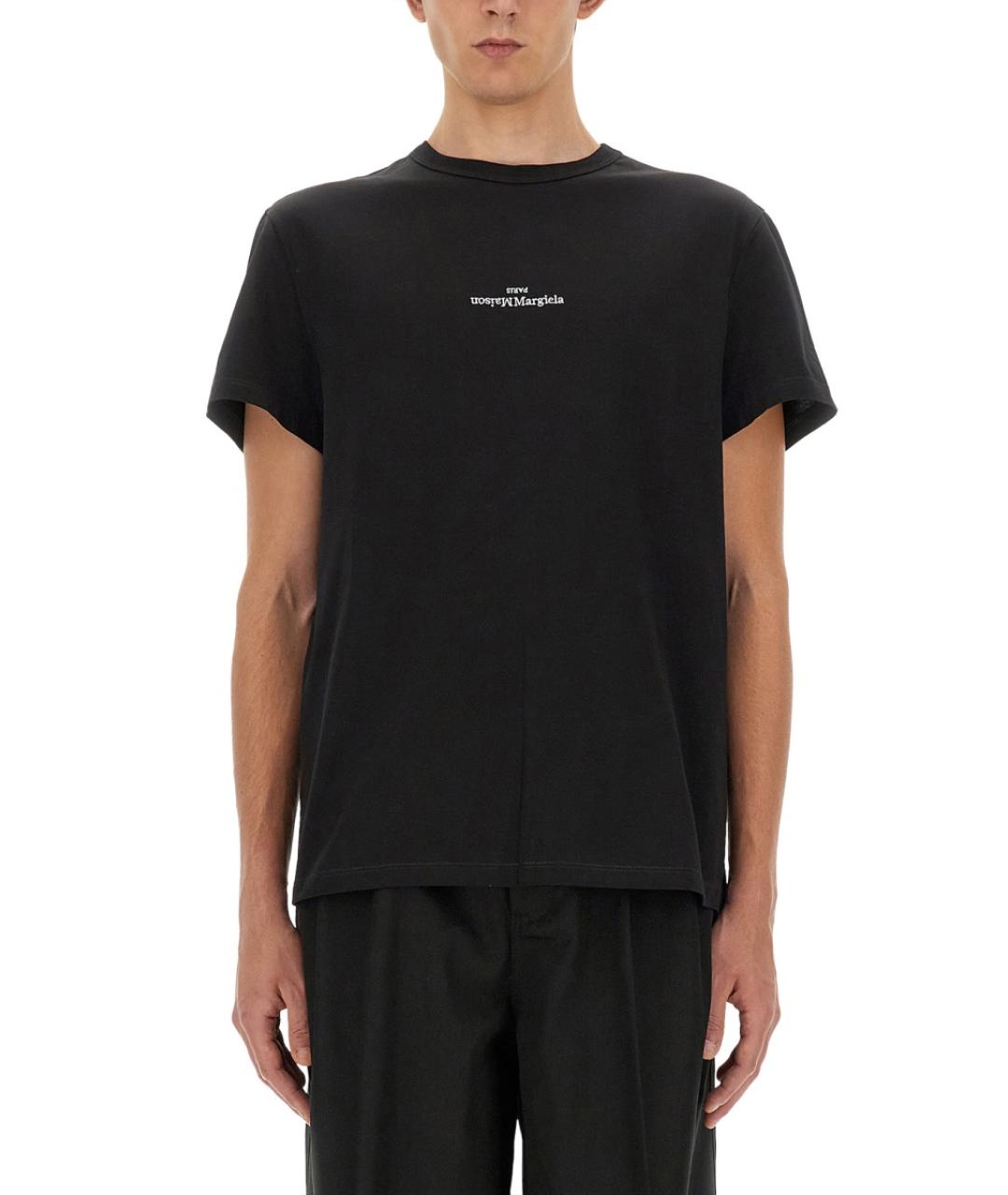 MAISON MARGIELA Черная хлопковая футболка, фото 3