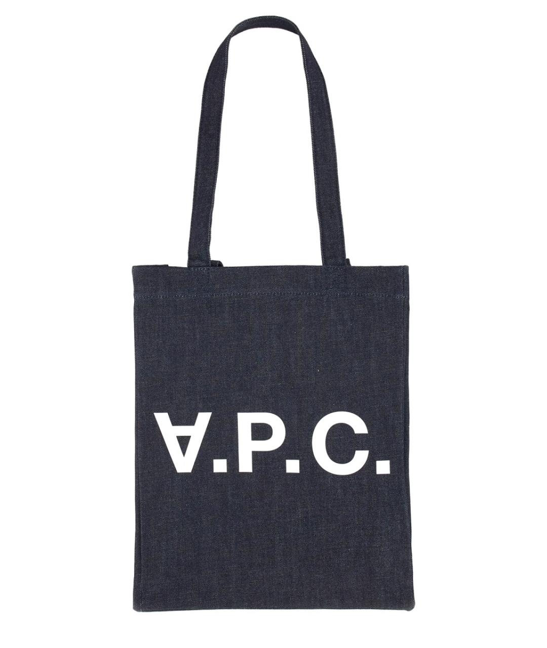 A.P.C. Темно-синяя хлопковая сумка тоут, фото 1