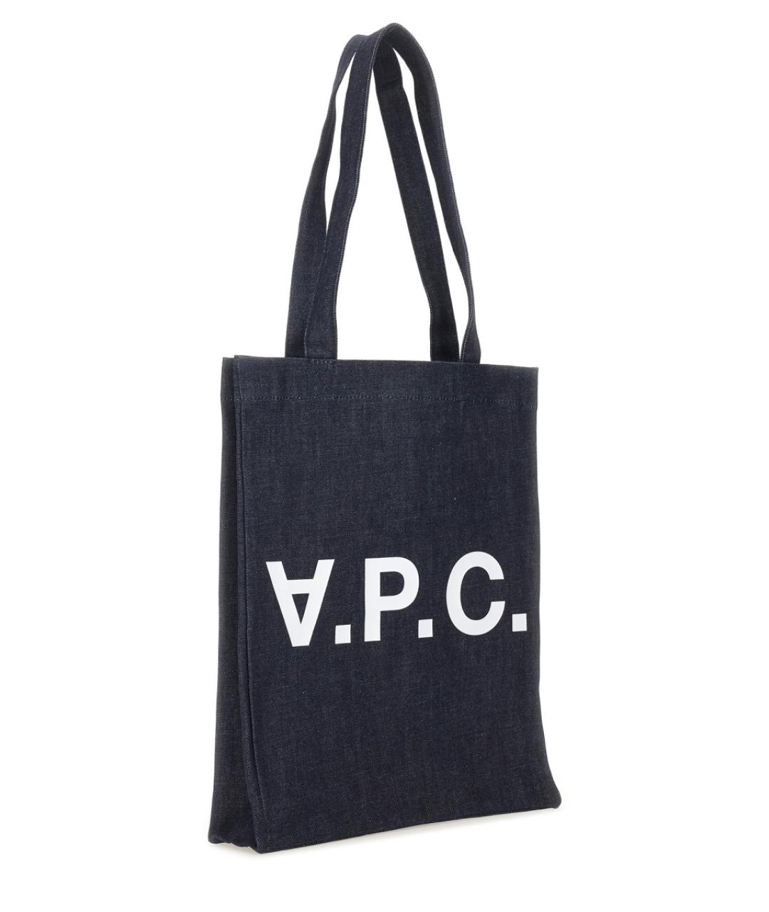 A.P.C. Темно-синяя хлопковая сумка тоут, фото 2