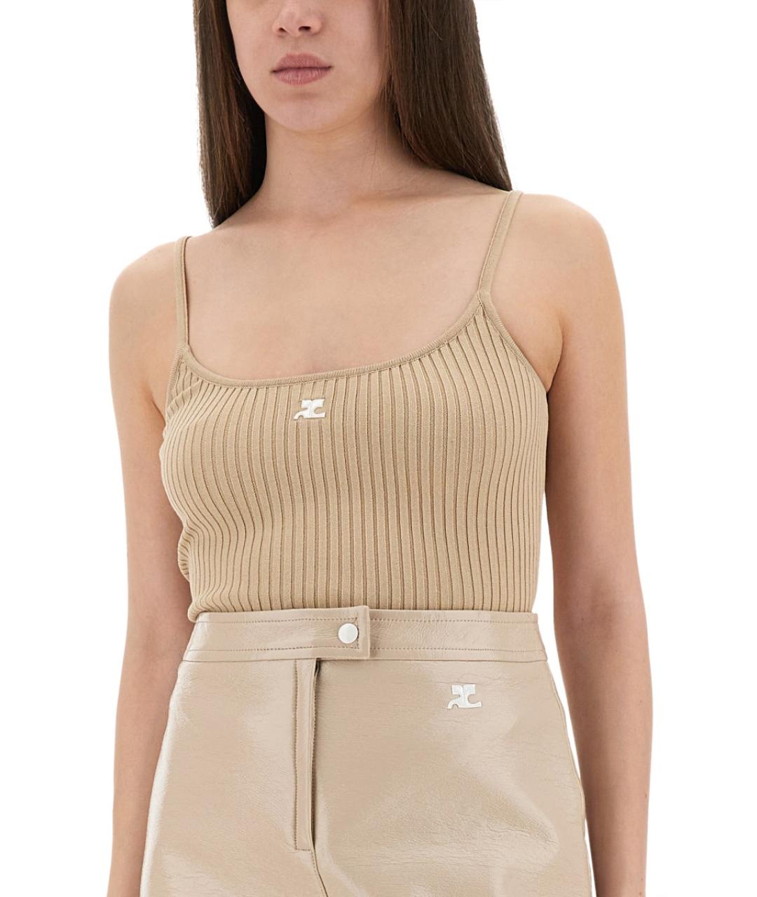 COURREGES Бежевая вискозная майка, фото 5