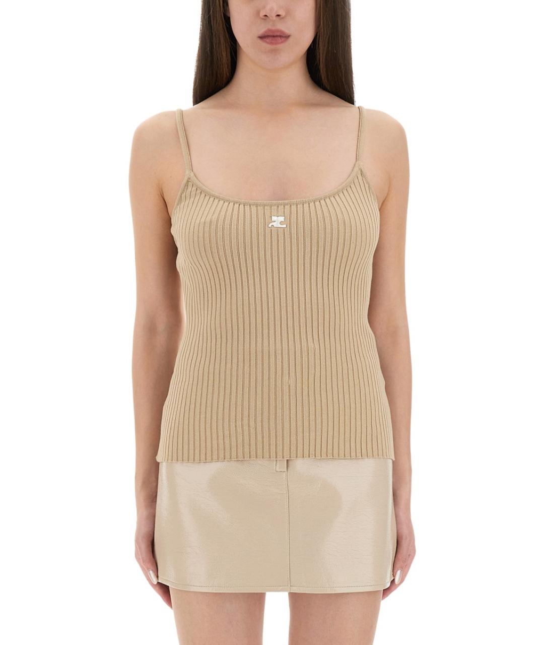 COURREGES Бежевая вискозная майка, фото 2