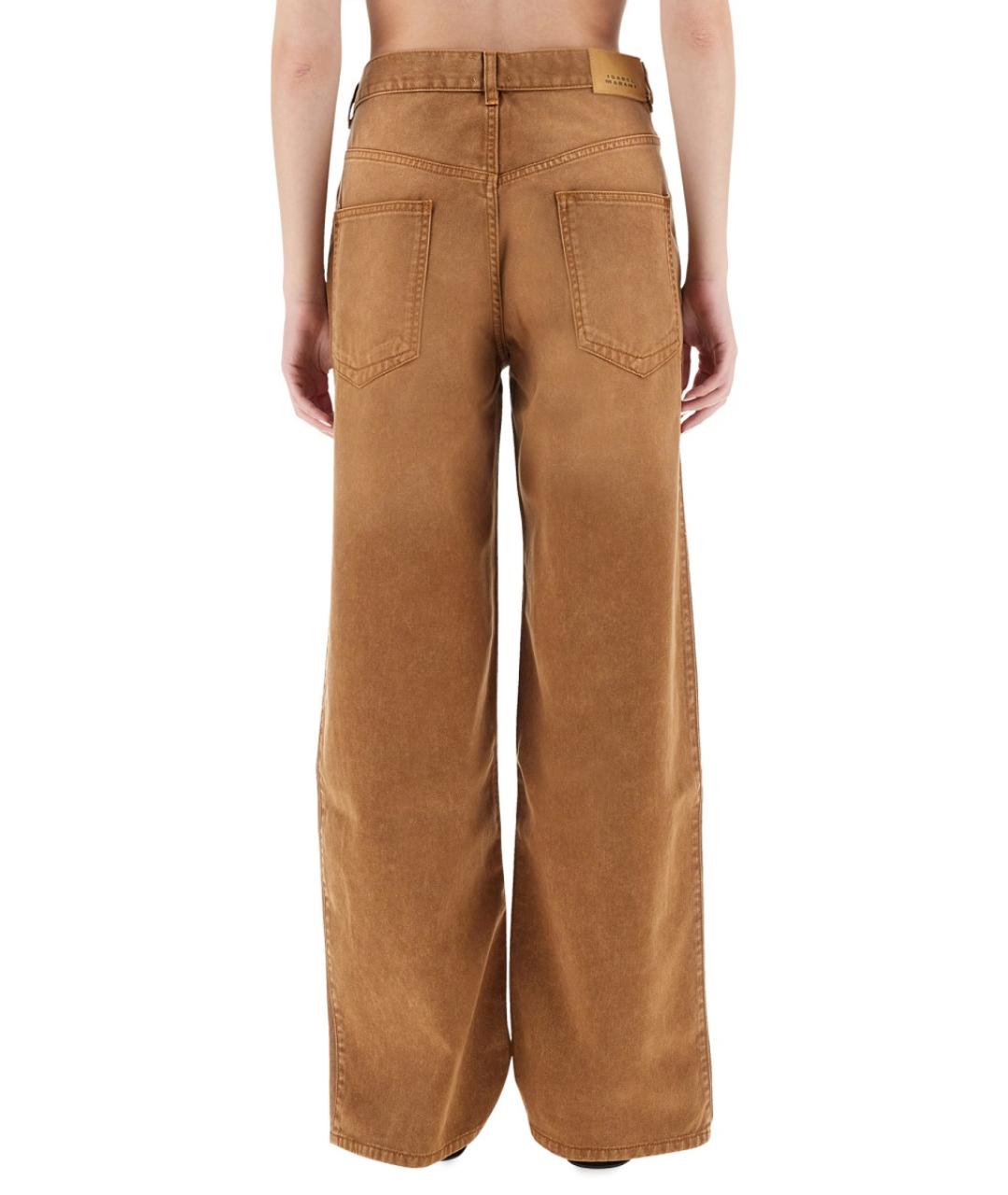 ISABEL MARANT Коричневые хлопко-леновые прямые джинсы, фото 4