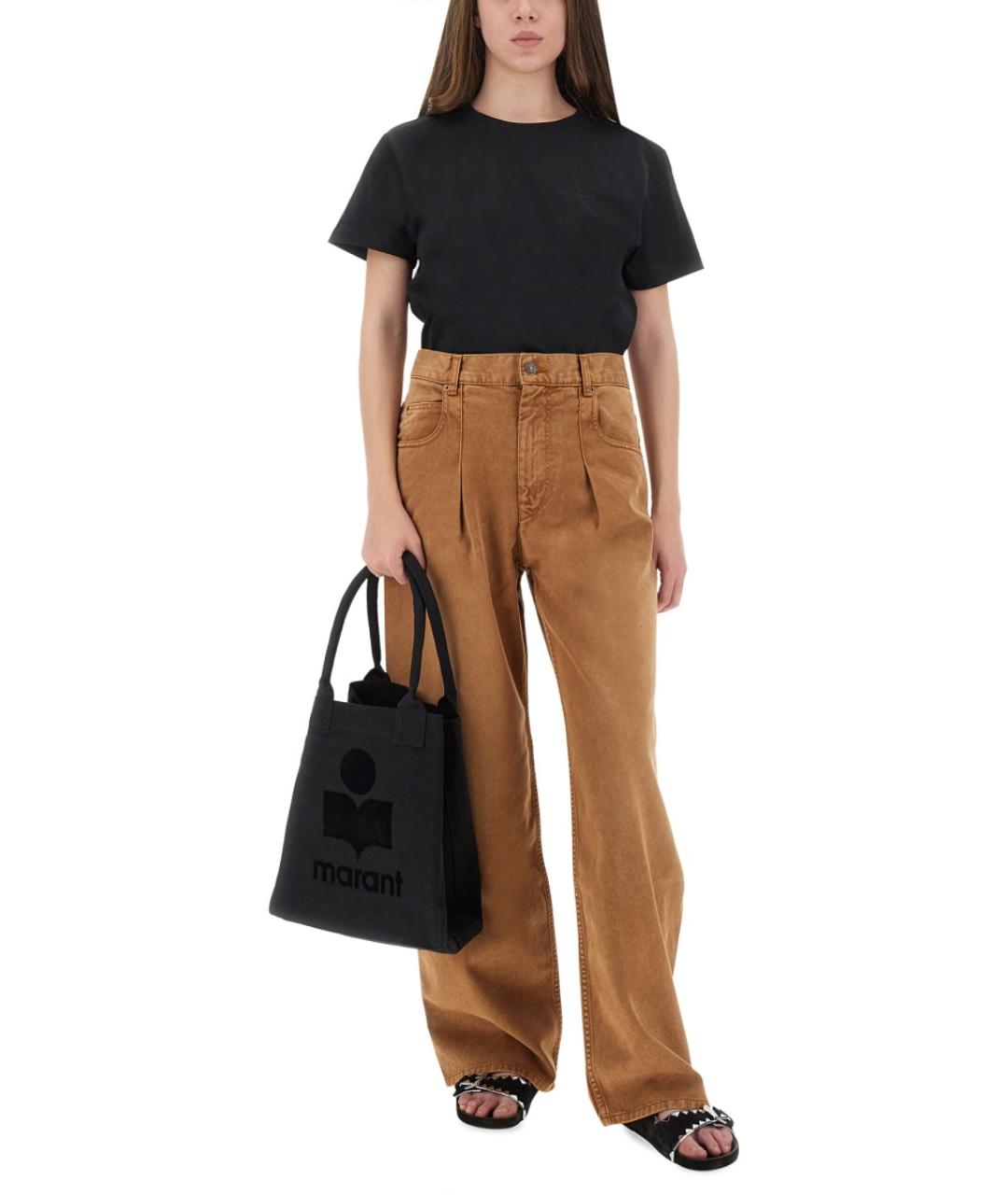 ISABEL MARANT Коричневые хлопко-леновые прямые джинсы, фото 3