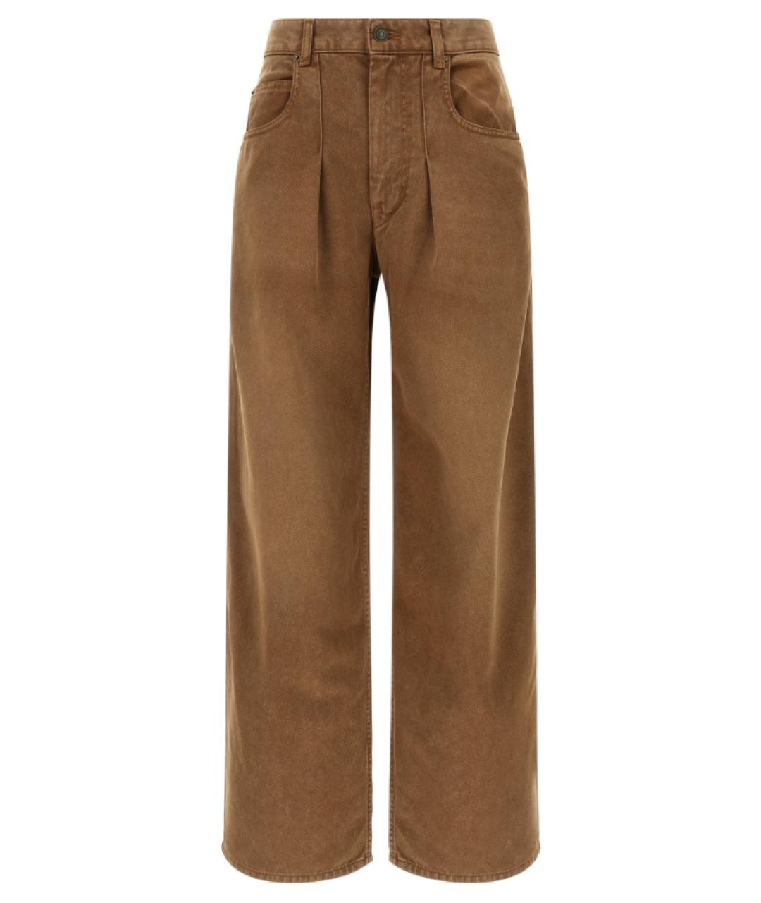 ISABEL MARANT Коричневые хлопко-леновые прямые джинсы, фото 1