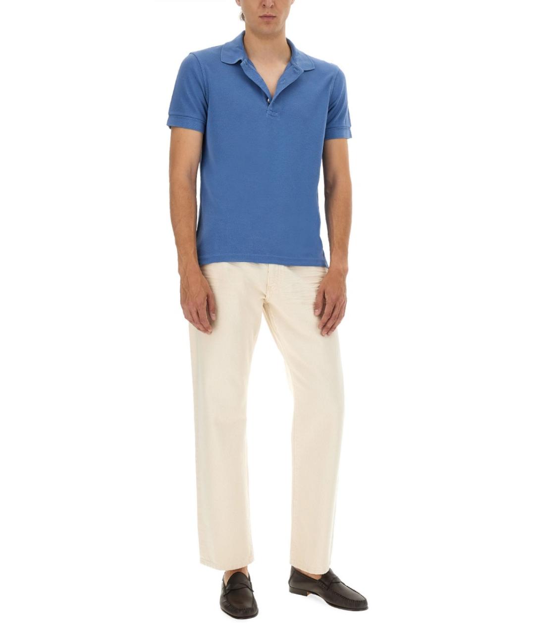 TOM FORD Синее поло с коротким рукавом, фото 2