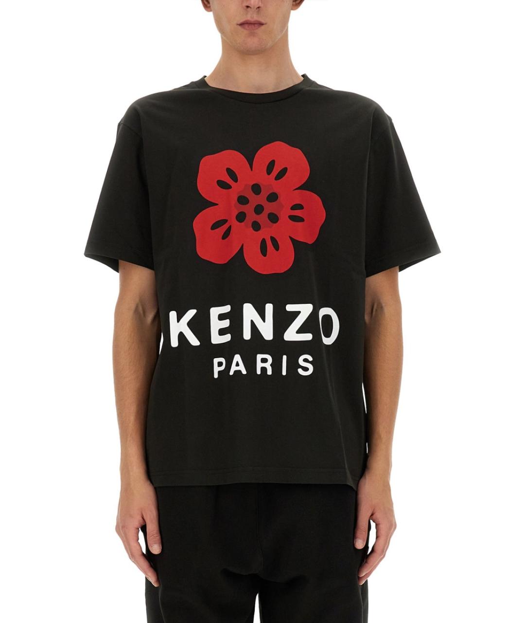 KENZO Черная хлопковая футболка, фото 2