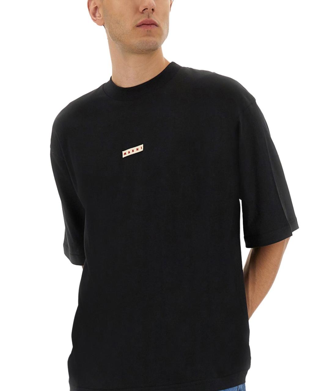 MARNI Черная хлопковая футболка, фото 5