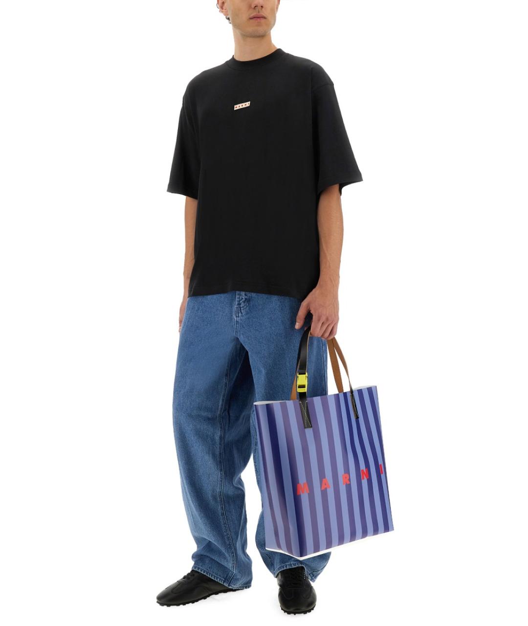 MARNI Черная хлопковая футболка, фото 3