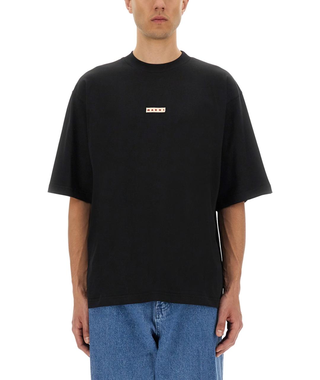 MARNI Черная хлопковая футболка, фото 2
