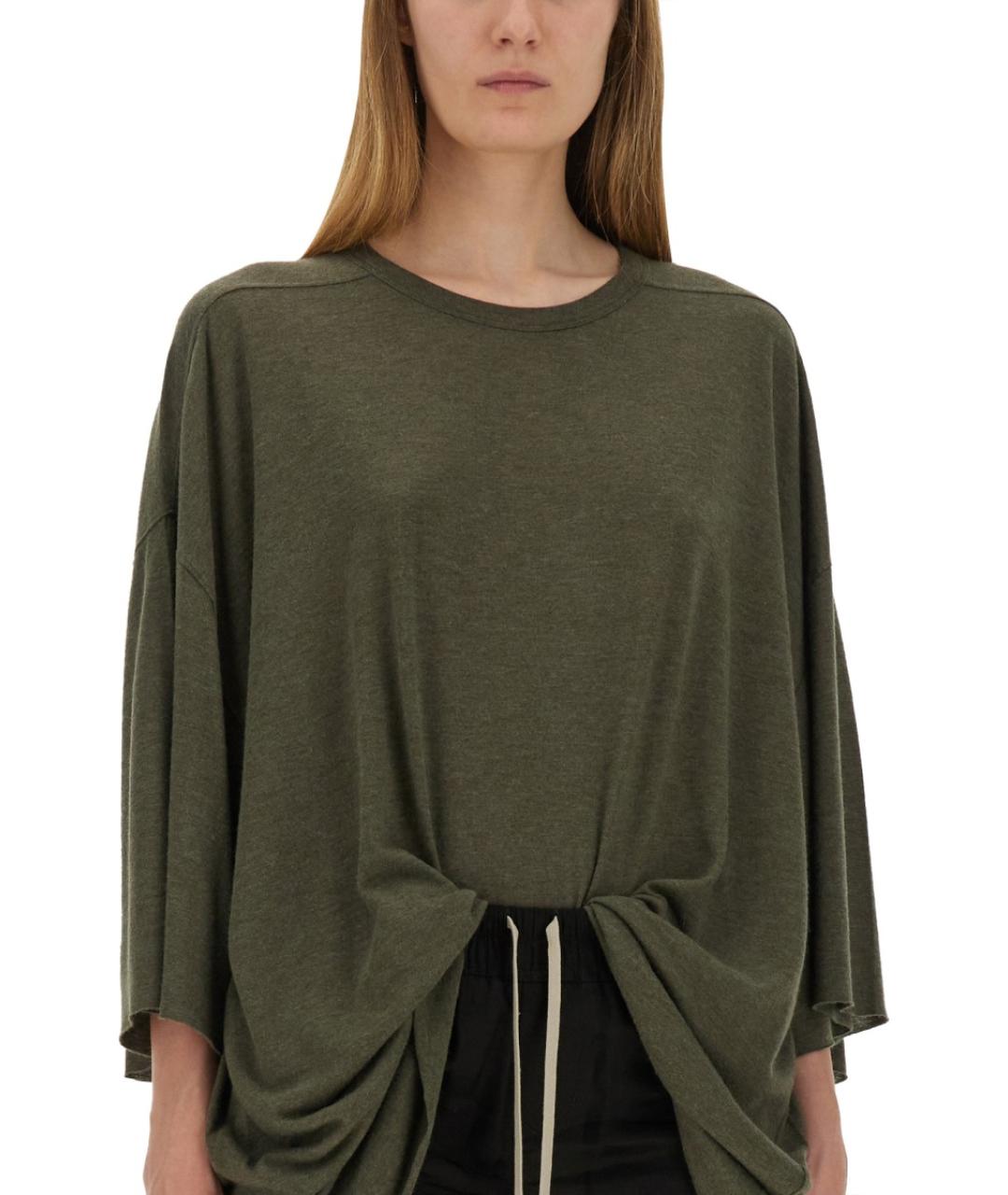 RICK OWENS Зеленая вискозная футболка, фото 2