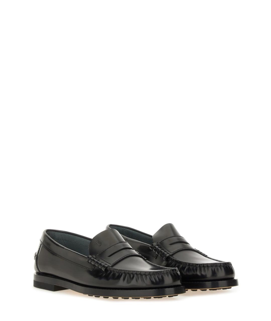 TOD'S Черные кожаные лоферы, фото 2