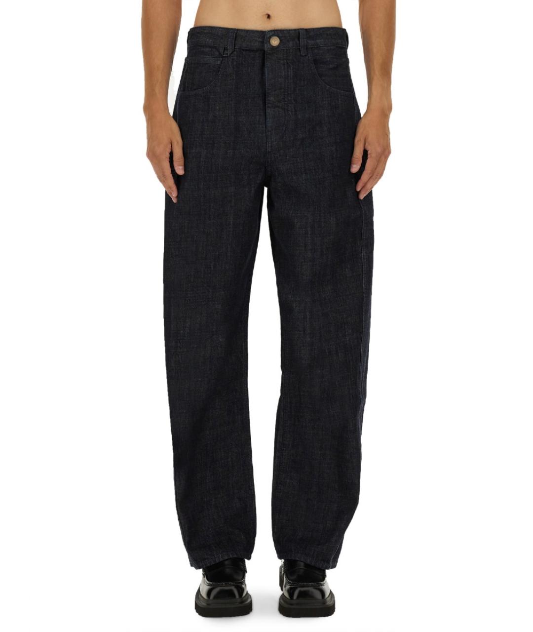 JACQUEMUS Синие хлопко-полиэстеровые прямые джинсы, фото 5