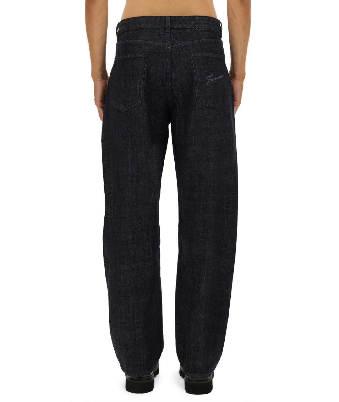 JACQUEMUS Синие хлопко-полиэстеровые прямые джинсы, фото 3