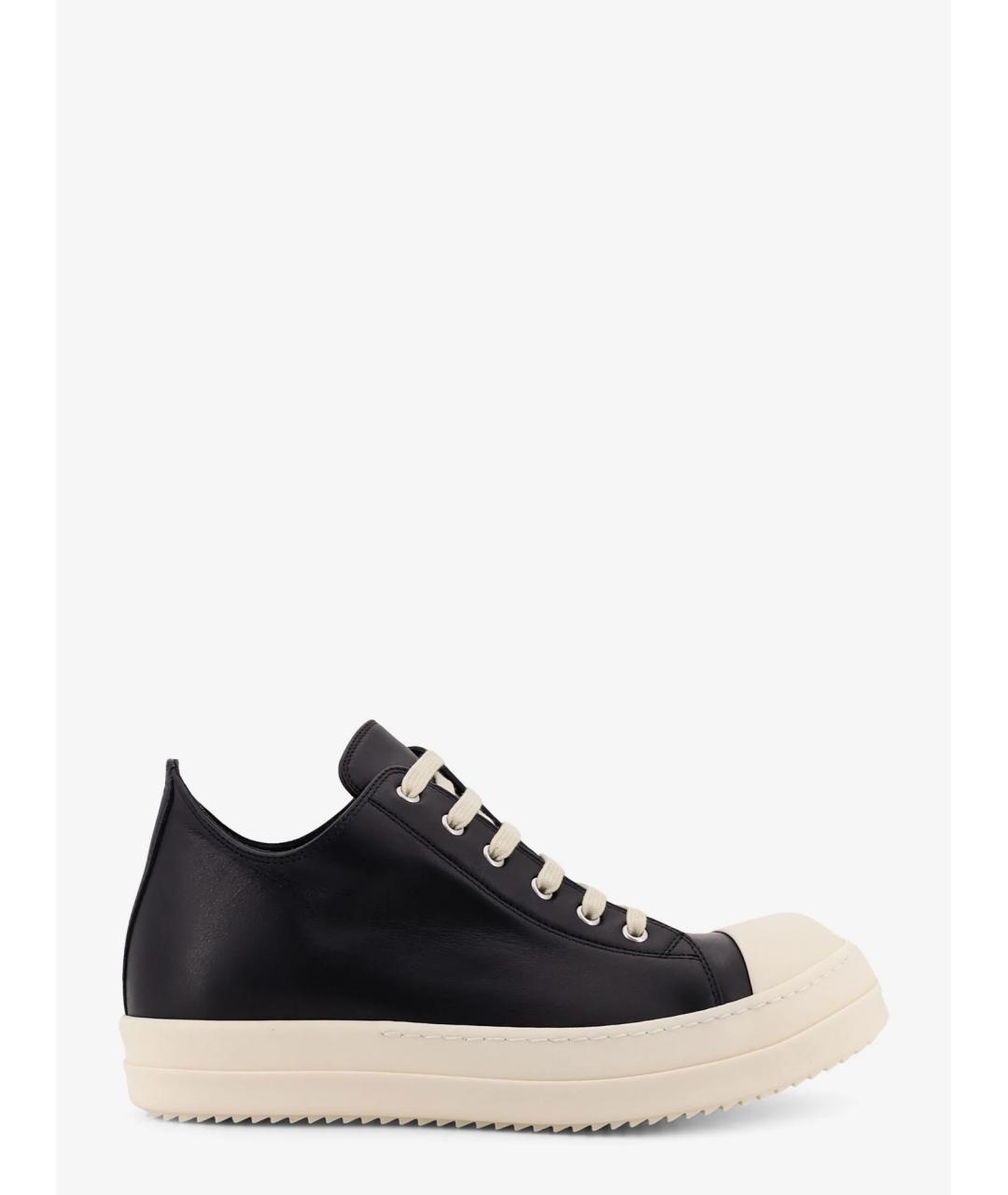 RICK OWENS Черные кожаные высокие кроссовки / кеды, фото 4