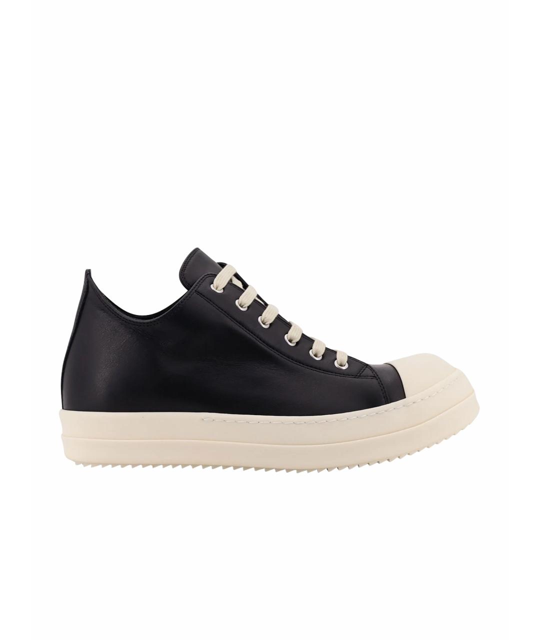 RICK OWENS Черные кожаные высокие кроссовки / кеды, фото 1