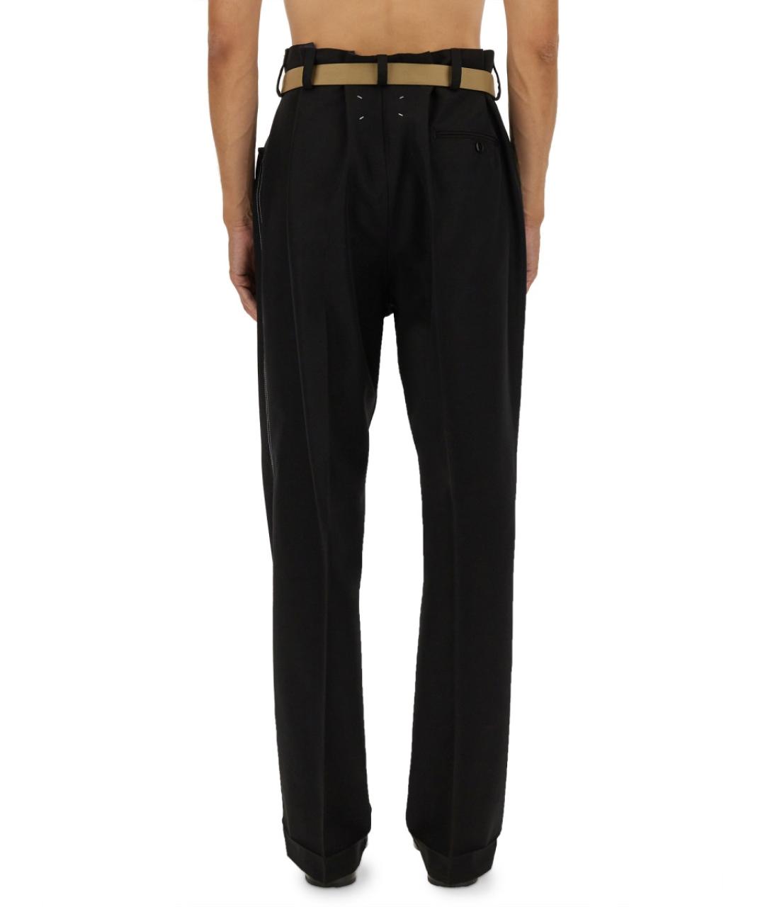 MAISON MARGIELA Черные шерстяные повседневные брюки, фото 3