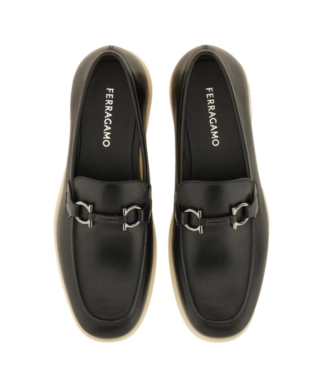 FERRAGAMO Черные кожаные лоферы, фото 6