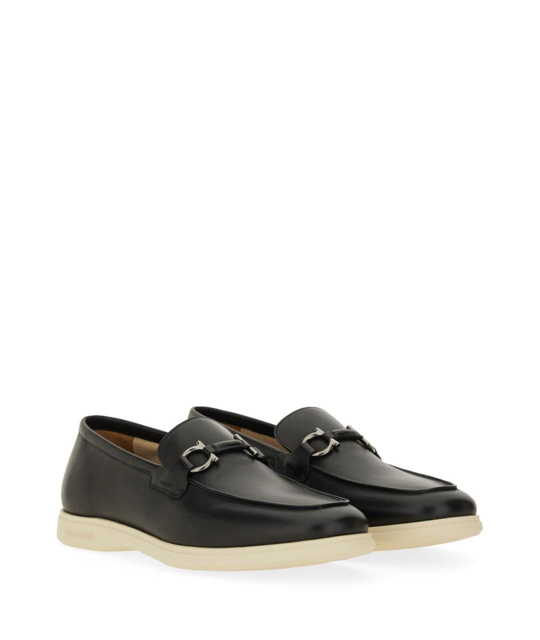 FERRAGAMO Черные кожаные лоферы, фото 2