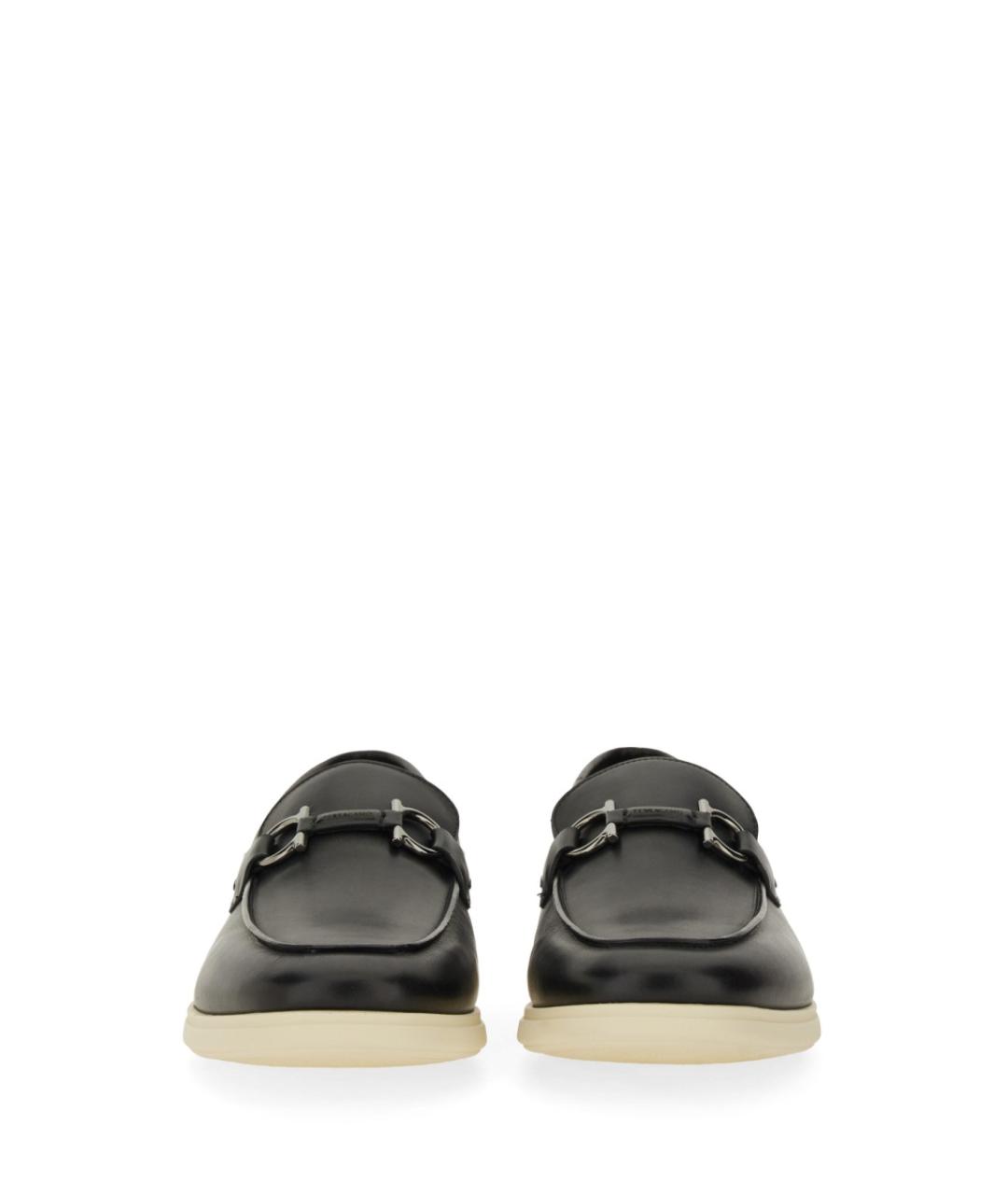 FERRAGAMO Черные кожаные лоферы, фото 4