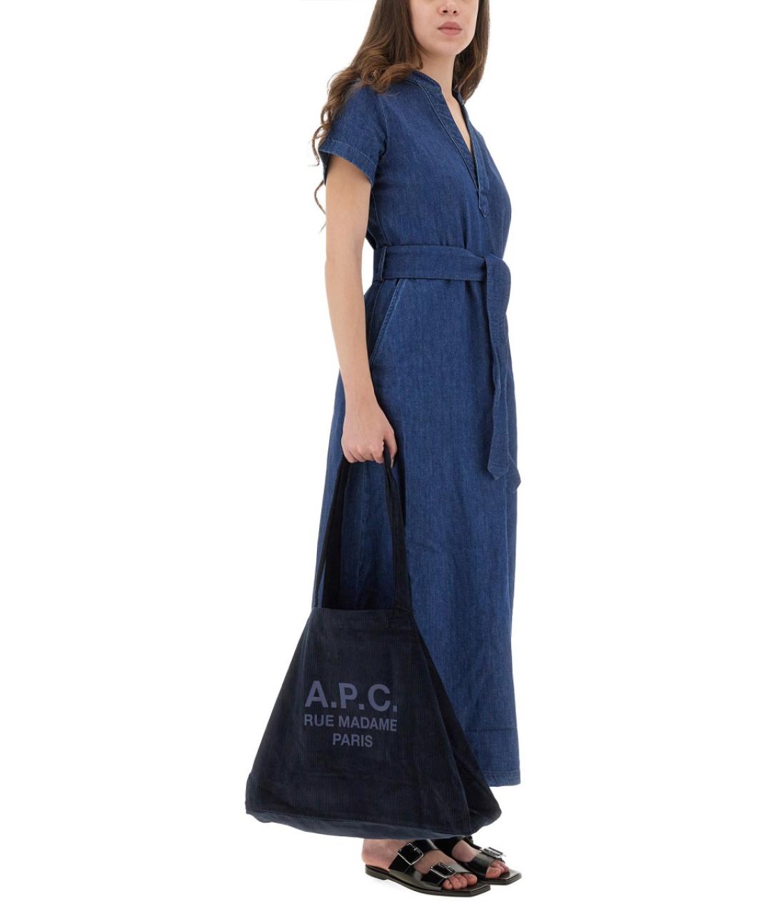 A.P.C. Синее хлопковое повседневное платье, фото 3