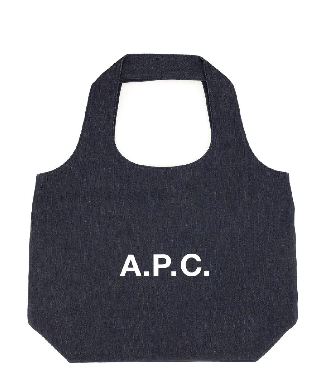 A.P.C. Темно-синяя хлопковая сумка тоут, фото 1