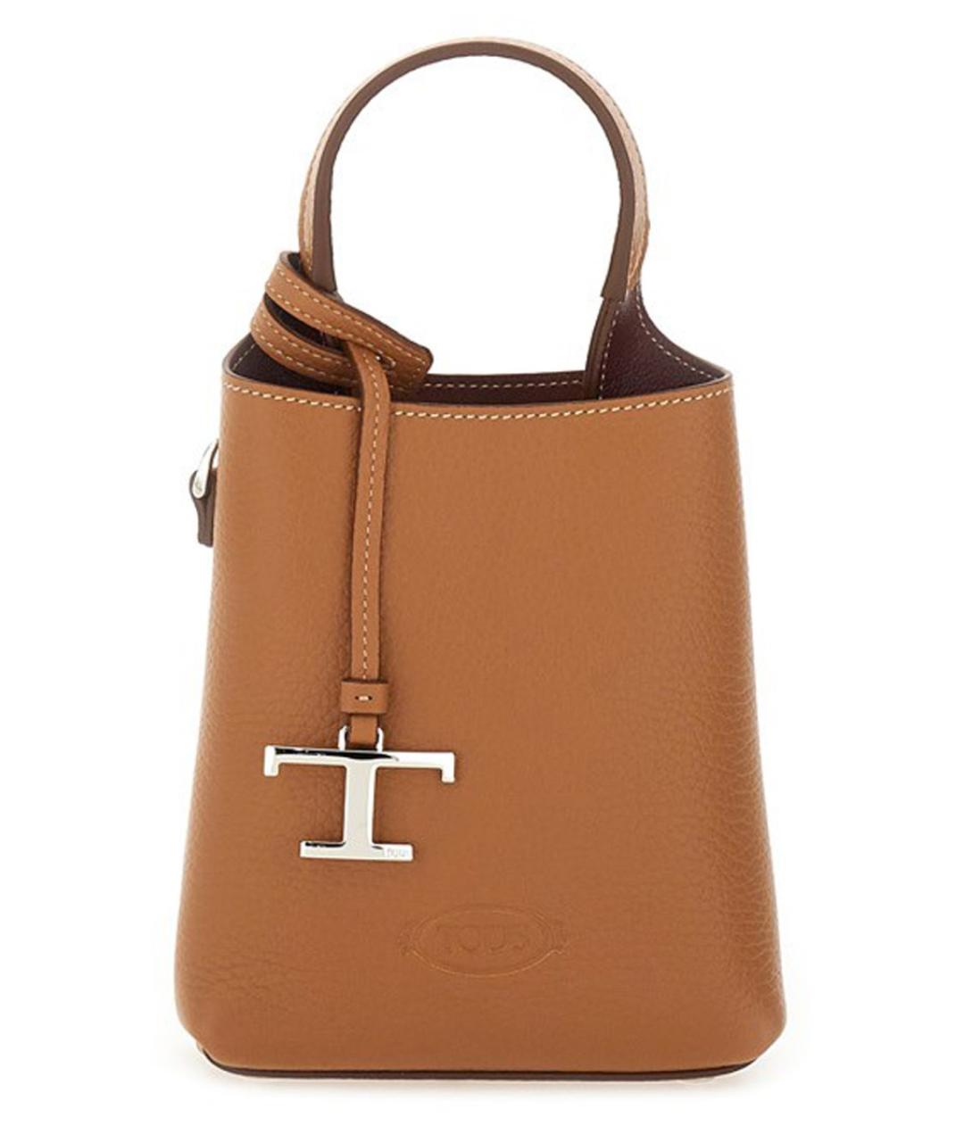 TOD'S Коричневая кожаная сумка тоут, фото 1