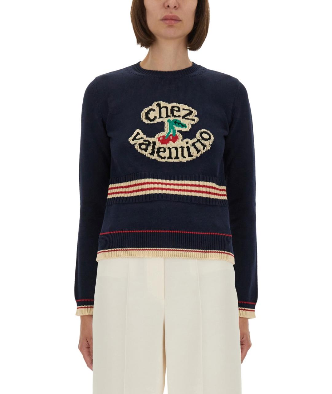 VALENTINO Синий хлопковый джемпер / свитер, фото 2