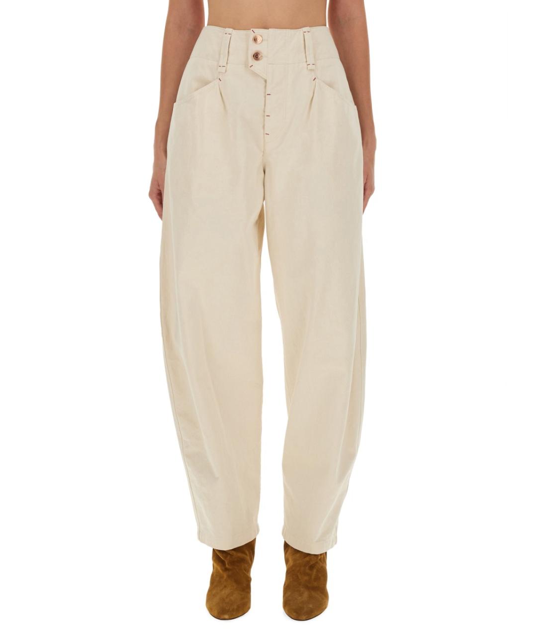ISABEL MARANT Белые хлопковые прямые брюки, фото 2