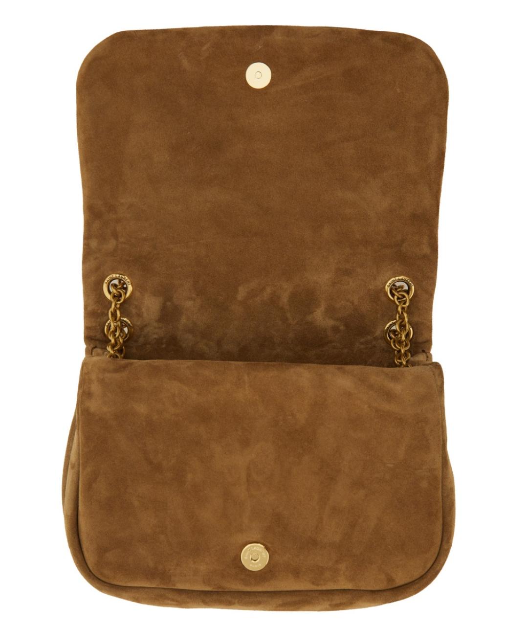 SAINT LAURENT Коричневая замшевая сумка через плечо, фото 3