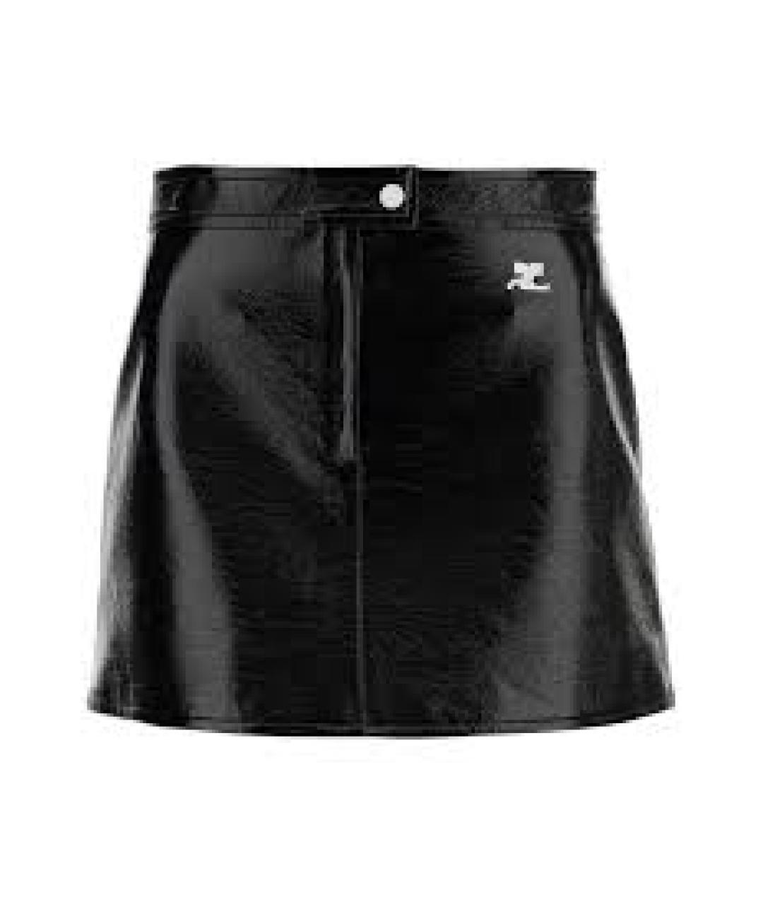 COURREGES Черная хлопковая юбка мини, фото 1