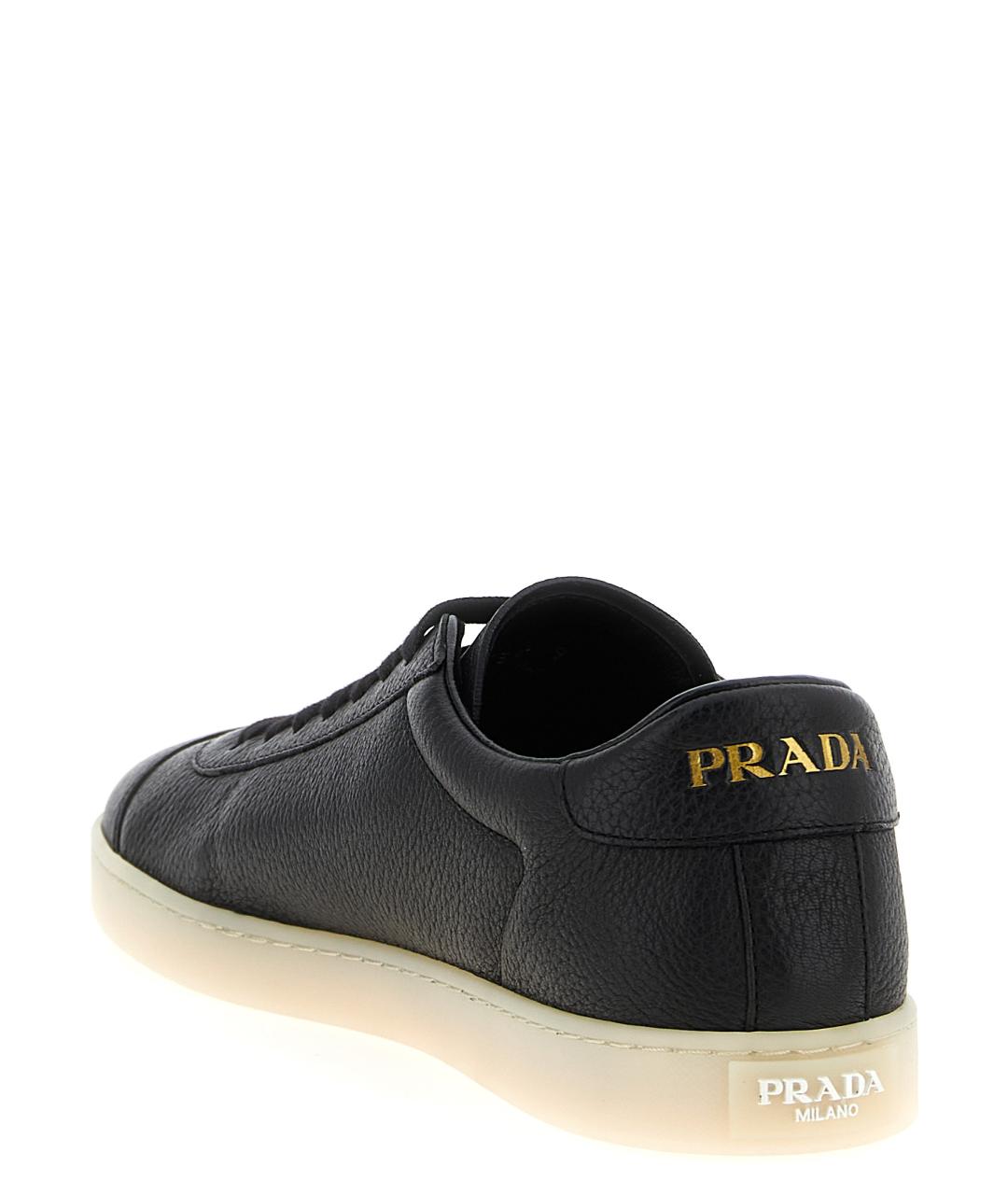PRADA Черные кожаные низкие кроссовки / кеды, фото 3